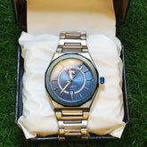 Success Way Stainless Steel Watch – Blue Dial | Day & Date Display | Full Steel Strap